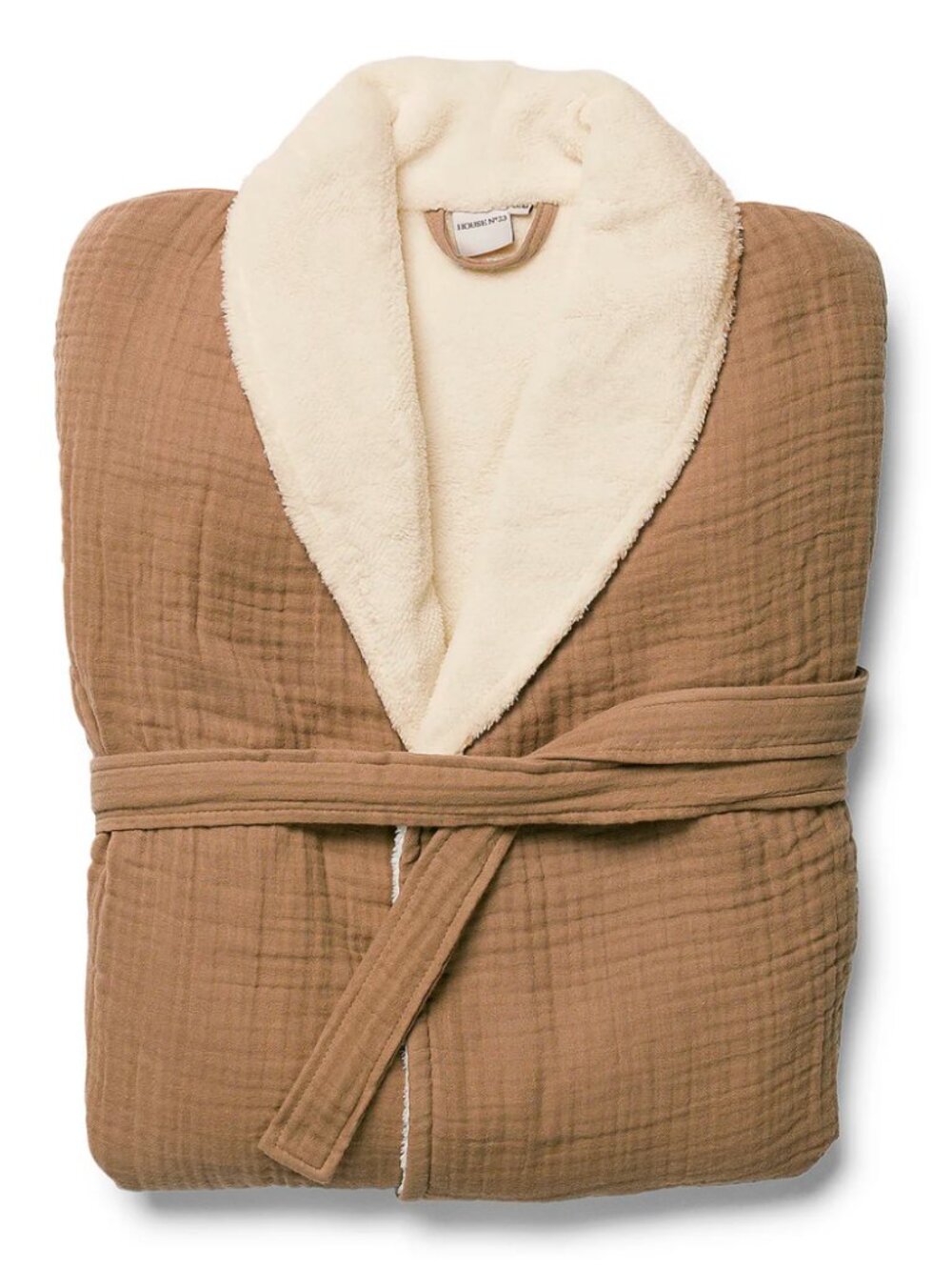 House No. 23 Cotton Gauze Alaia Sherpa Robe in Chestnut Women's Size M/L